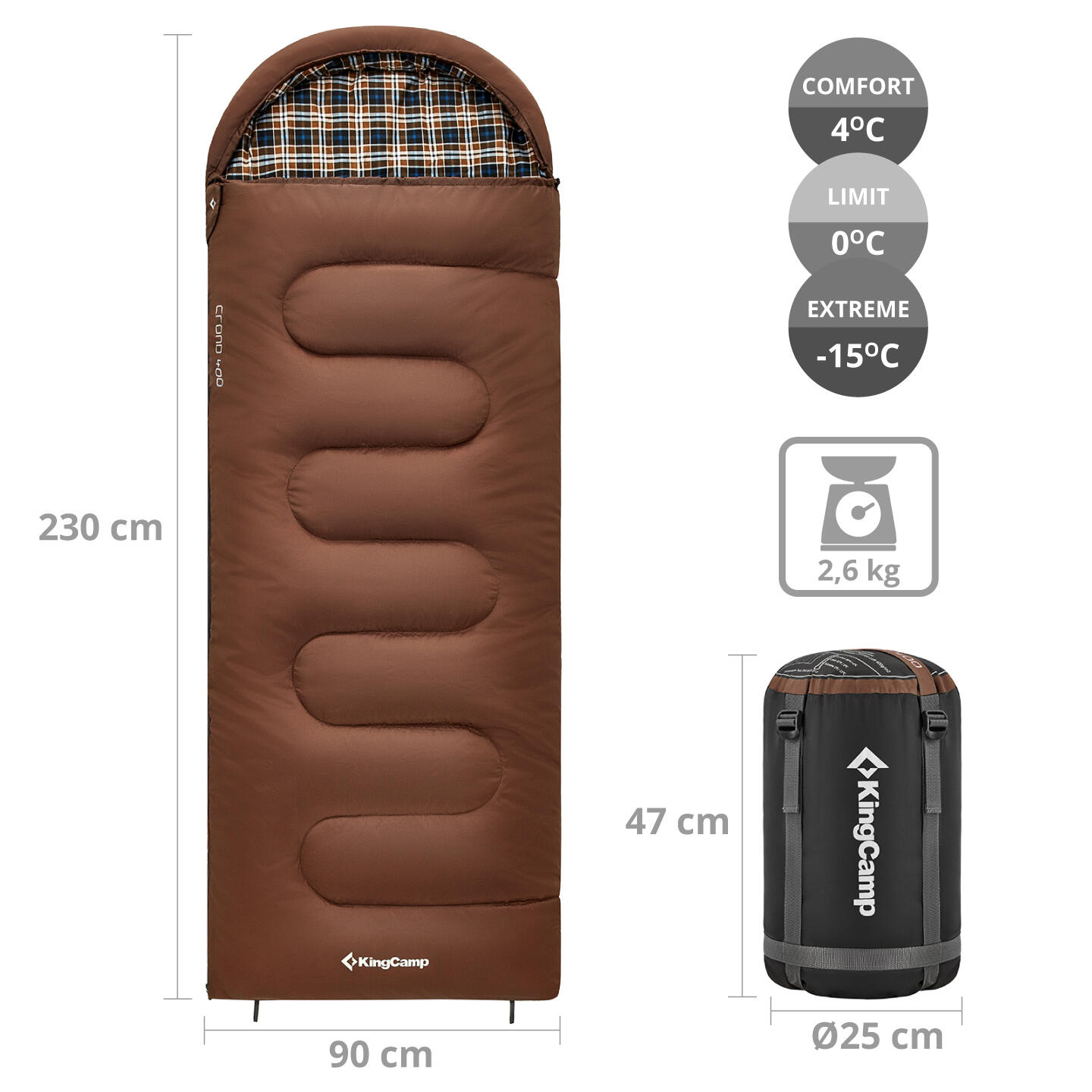 Sac de couchage d'hiver Cloud 400 Coton Large +4°C 2/5