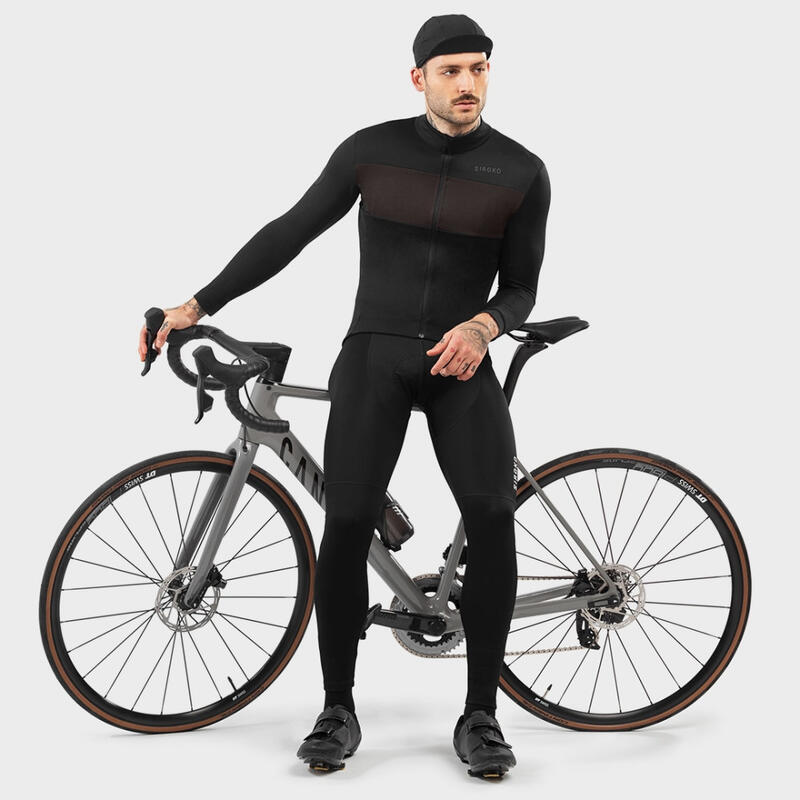 Camisola manga comprida lã merino Ciclismo SIROKO SRX PRO World Race Preto Homem