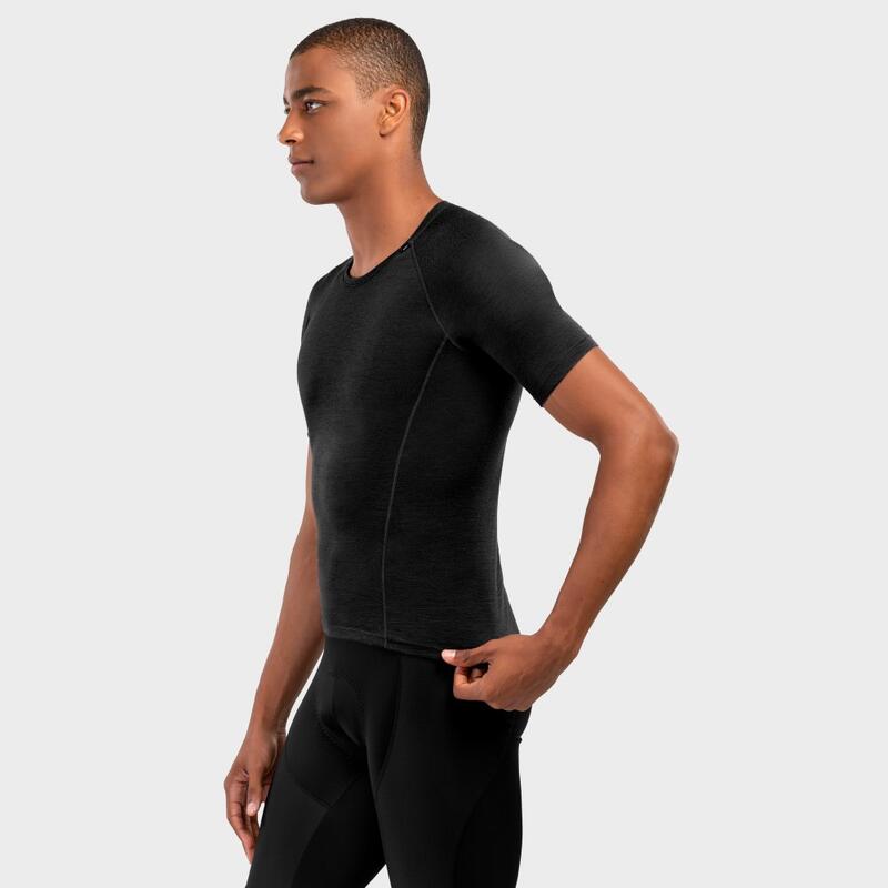 Herren Radsport fahrradbaselayer aus merinowolle für SRX Black Ice Schwarz