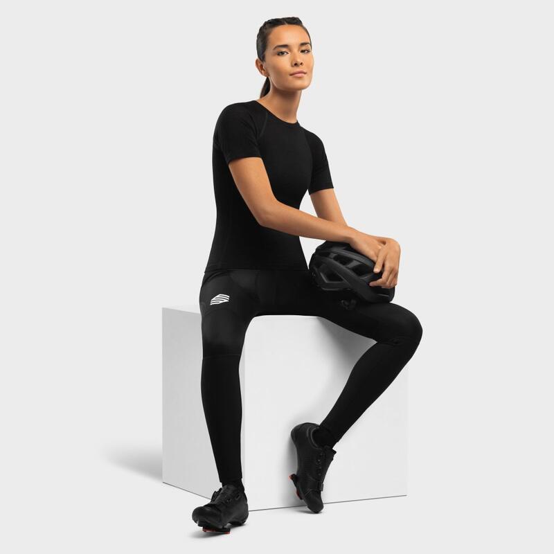 Damen Radsport fahrradbaselayer aus merinowolle für SRX Premium Skin Schwarz