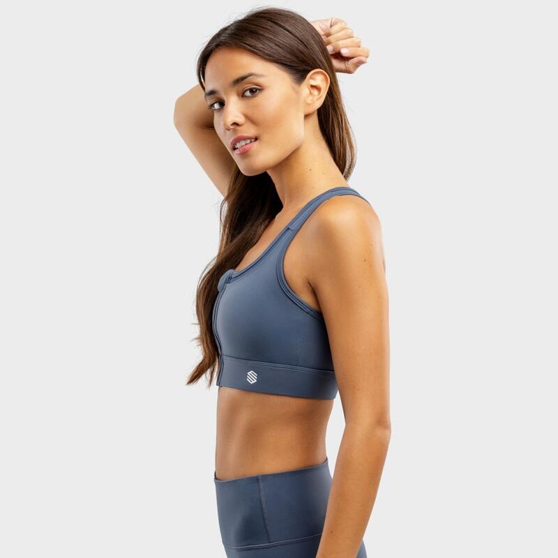 Damen Fitness Sport-BH - Starker Halt Squat Blue SIROKO Denim Blue