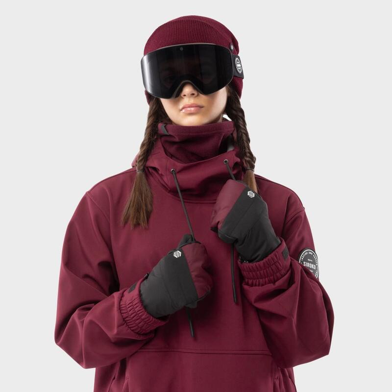 Heren en Dames Wintersport Snowboard- en skiwanten Pitztal Maroon SIROKO Zwart