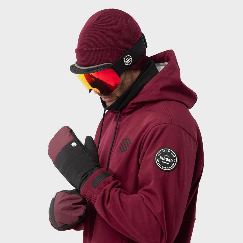 Herren und Damen Wintersport Snowboard- und Skifäustlinge Pitztal Maroon Schwar