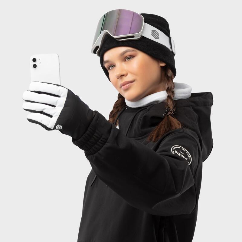 Gants thermiques snowboard et ski Sports d'hiver Homme et Femme Voss White Noir