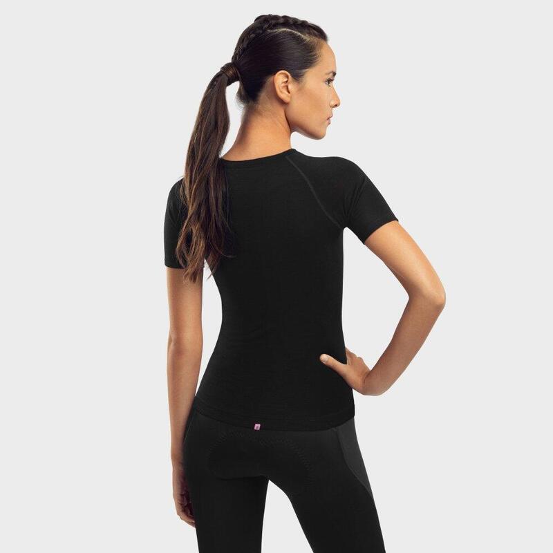 Camisola interior lã merino ciclismo mulher SRX Premium Skin SIROKO Preto