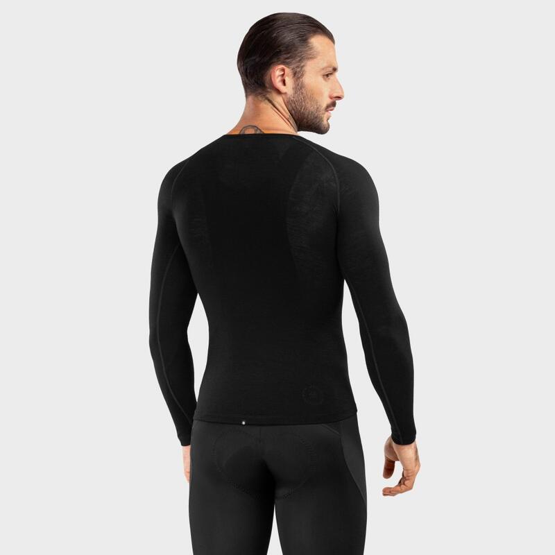 Camisola interior lã merino ciclismo homem SRX Typhoon SIROKO Preto