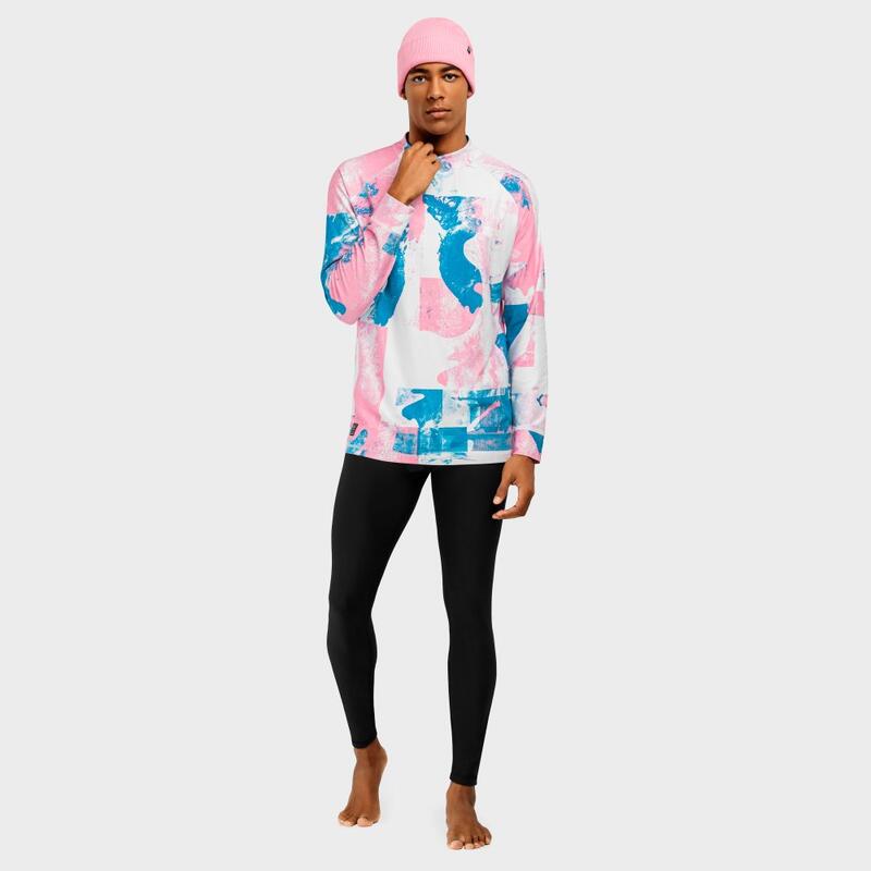 Camiseta interior térmica hombre esquí y nieve Slush Watercolor Rosa Chicle