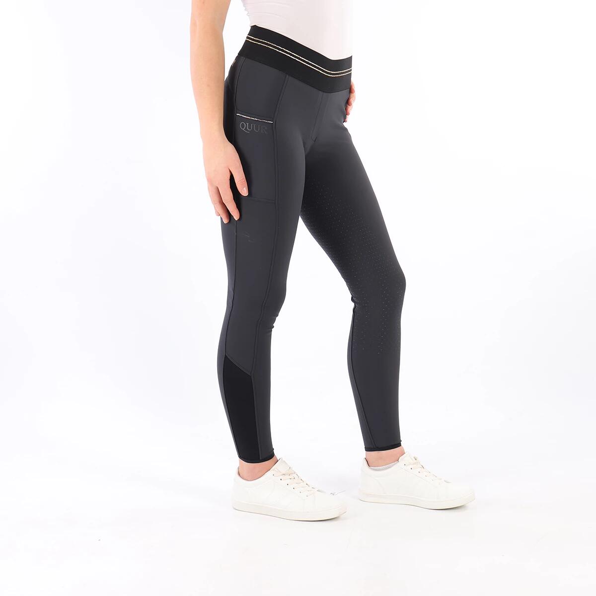 Reitleggings Qnila Vollbesatz Silikon Quur Dunkelblau-Gold 3/6