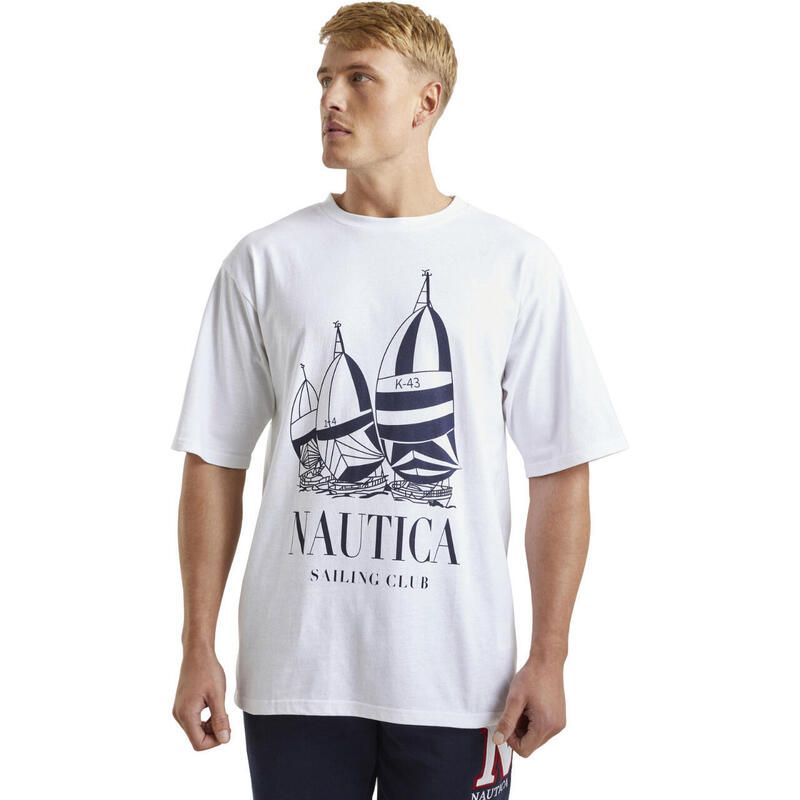 Camiseta Nautica Denton Oversized, Blanco, Hombre
