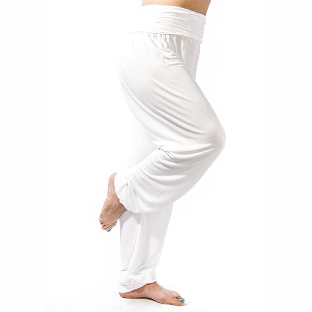 Pantalon yoga flow Bambou performance - Sarouel yoga élégance Blanc Kundalini 4/5