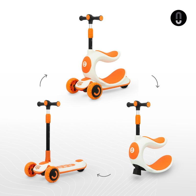 Scooter evolutiva 3 em 1 CANDYRIDE crianças Scooter com e sem assento, baloiço