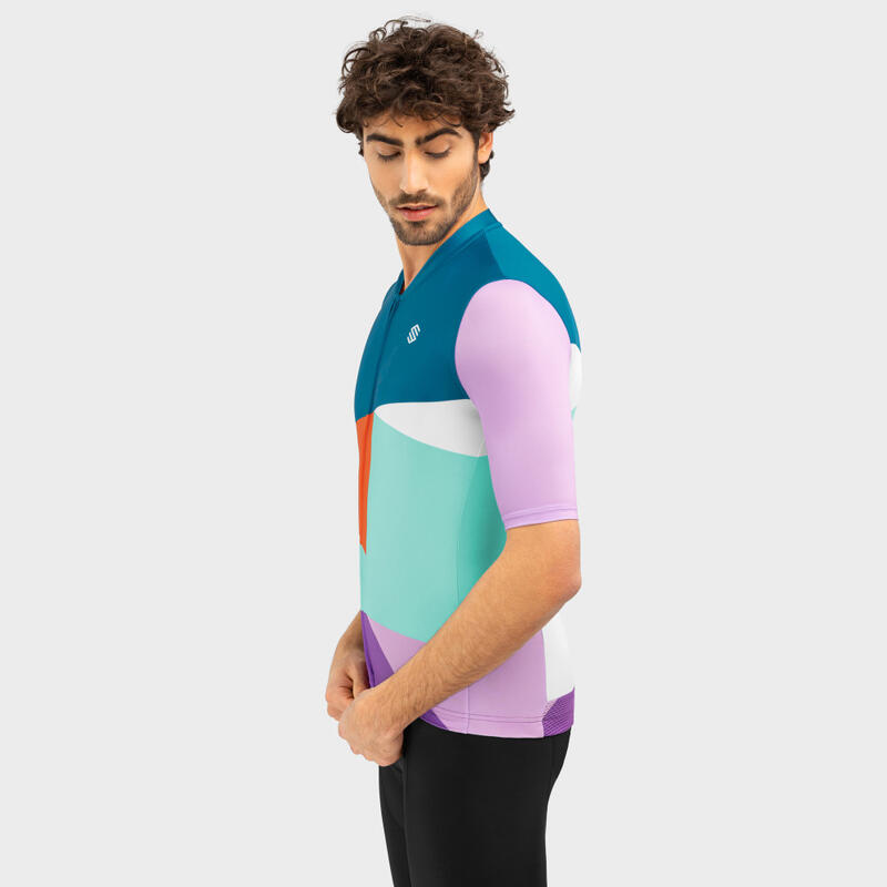 Camisola manga curta Ciclismo SIROKO M2 Blocks Azul-marinho Homem