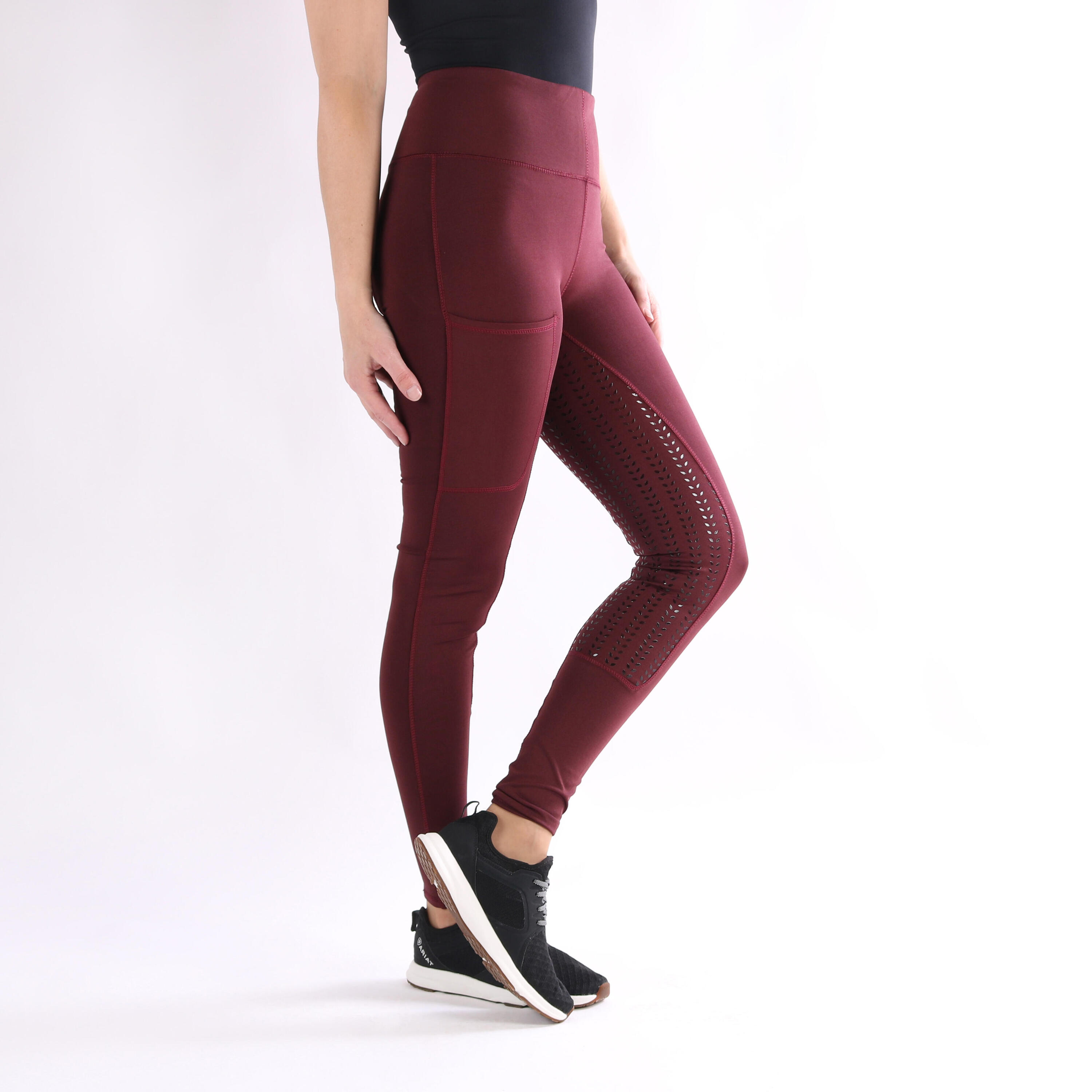 Legging d'équitation à fond full grip Illustris Epplejeck Rouge foncé 3/4