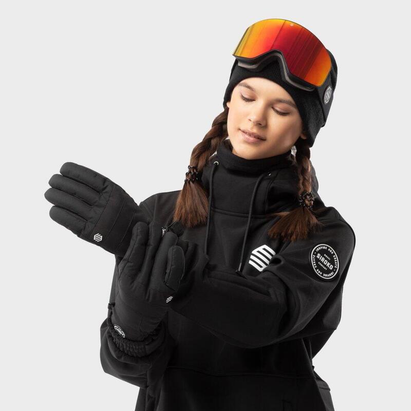 Gants thermiques snowboard et ski Sports d'hiver Homme et Femme Voss Black  Noir SIROKO