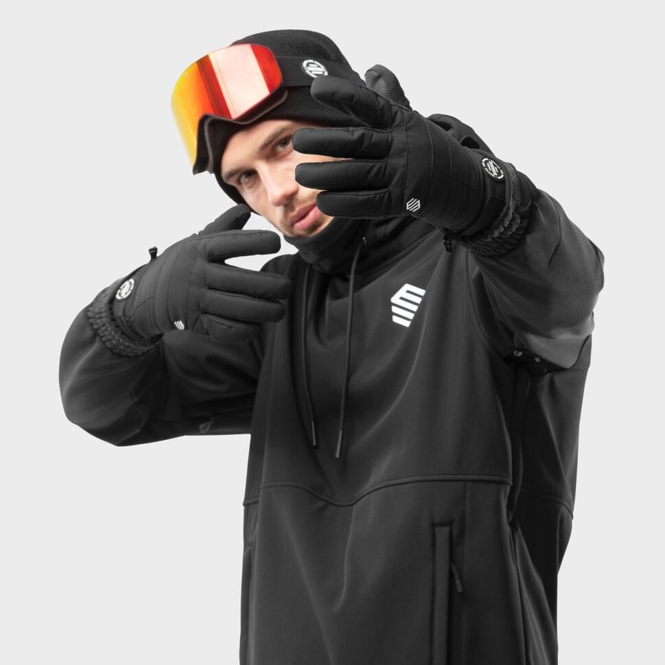 SIROKO Gants De Snowboard Et Ski Voss Noir - Imperméables, Chauffants, Poignets Réglables