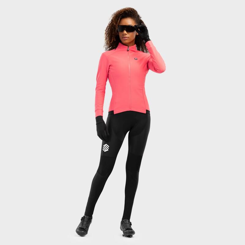 Casaco softshell ciclismo para mulher J1 Breakaway SIROKO Coral Néon