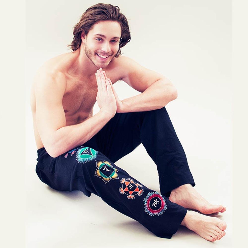 Pantalon yoga homme confort yogi 7 chakras, Vêtement yoga homme ample ultra doux 2/6