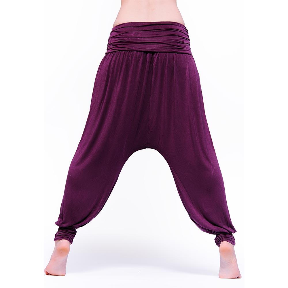 Pantalon yoga flow Bambou performance - Sarouel yoga élégance Prune 7/7