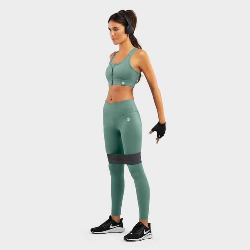 Soutien de desporto - Suporte Elevado Fitness Mulher Squat Green Verde Cinza