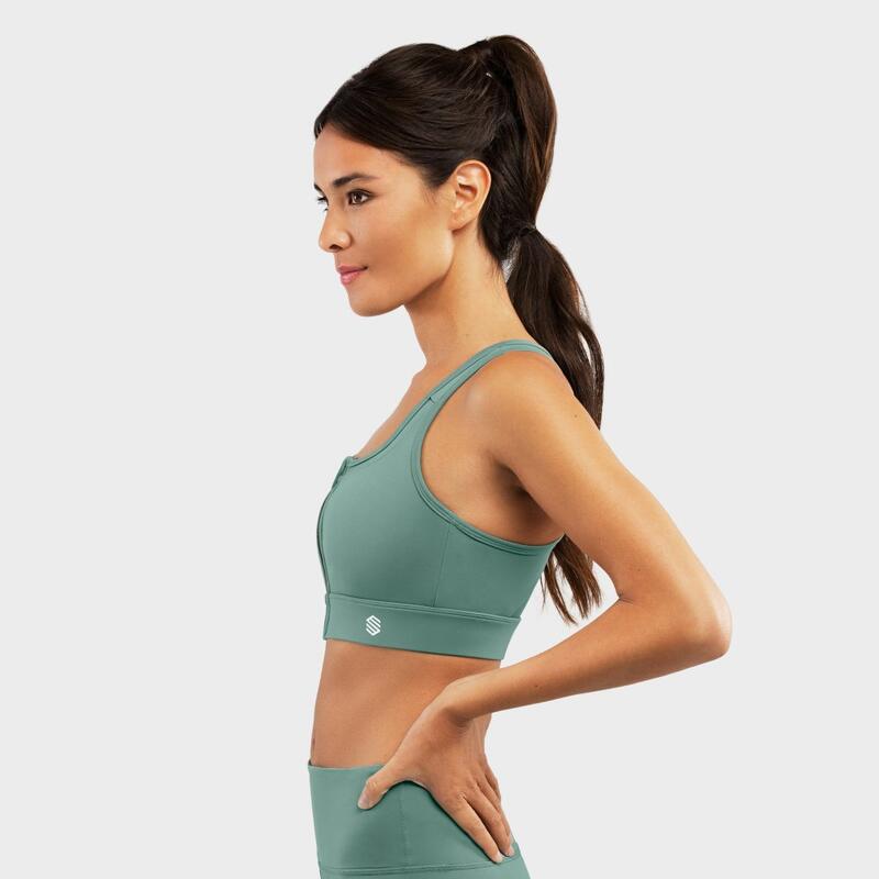 Sujetador deportivo alto impacto fitness Mujer Squat Green SIROKO Verde Ceniza