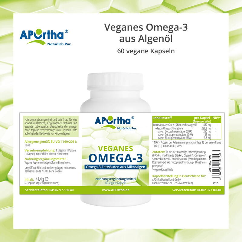 Algenöl veganes Omega-3 - 60 vegane Kapseln