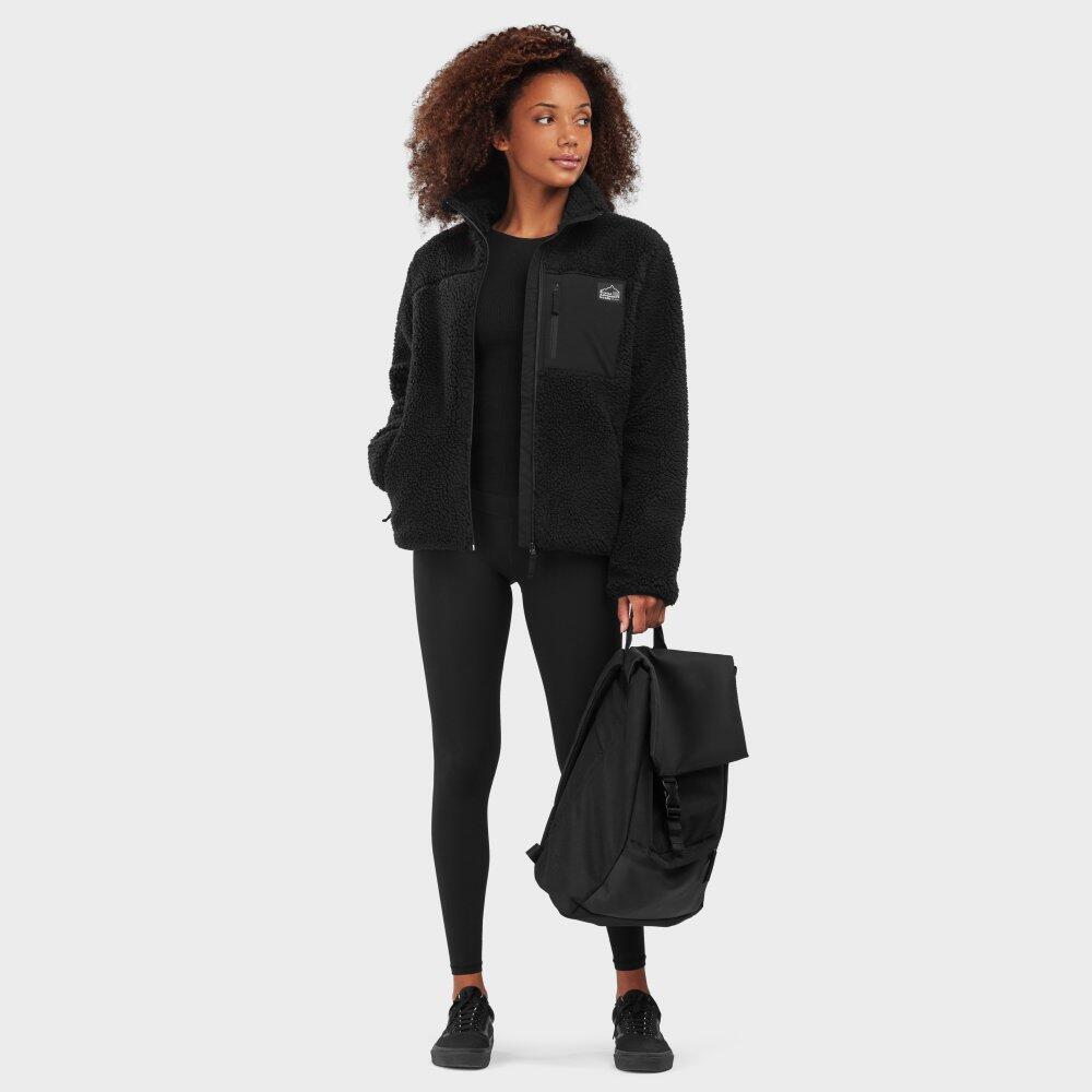 Veste sherpa femme noir sale