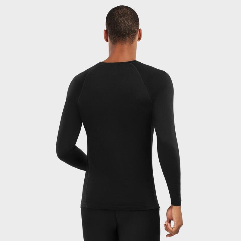 Camiseta interior lana merino hombre esquí y nieve Ultimate Thermal Negro