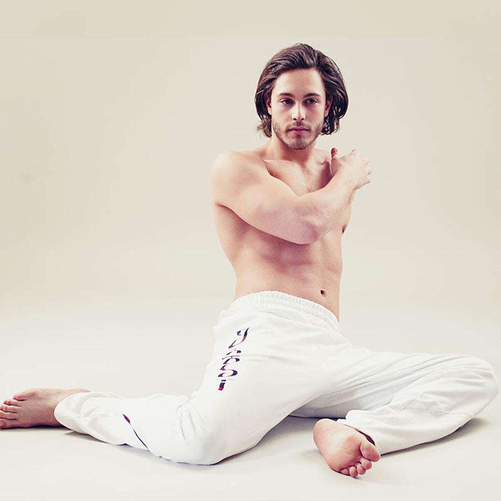 Pantalon yoga homme confort yogi blanc - Vêtement yoga homme ample et ultra doux 7/7