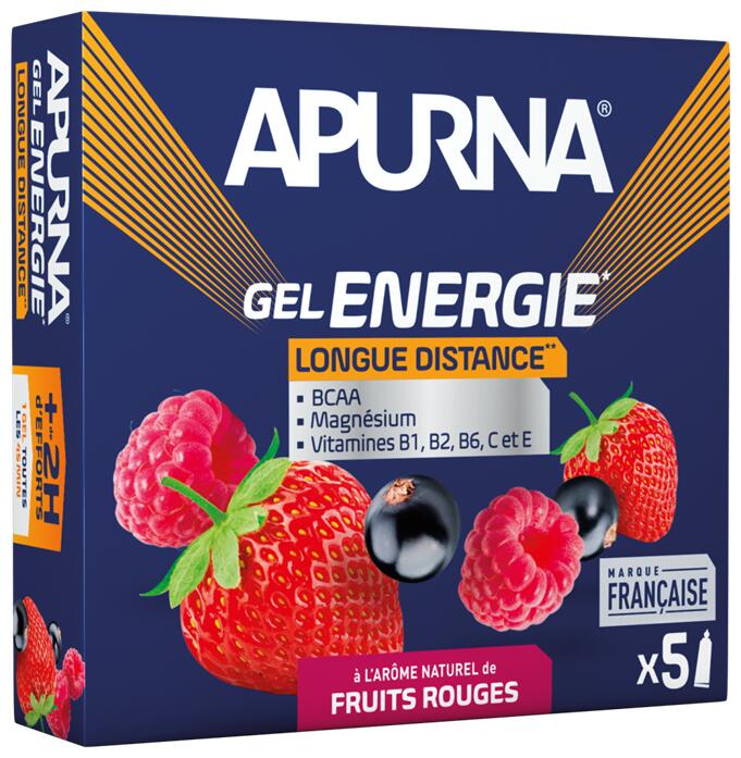 Lot de 5 gels énergétique longue distance fruits rouges +2h d'efforts Apurna 3/4