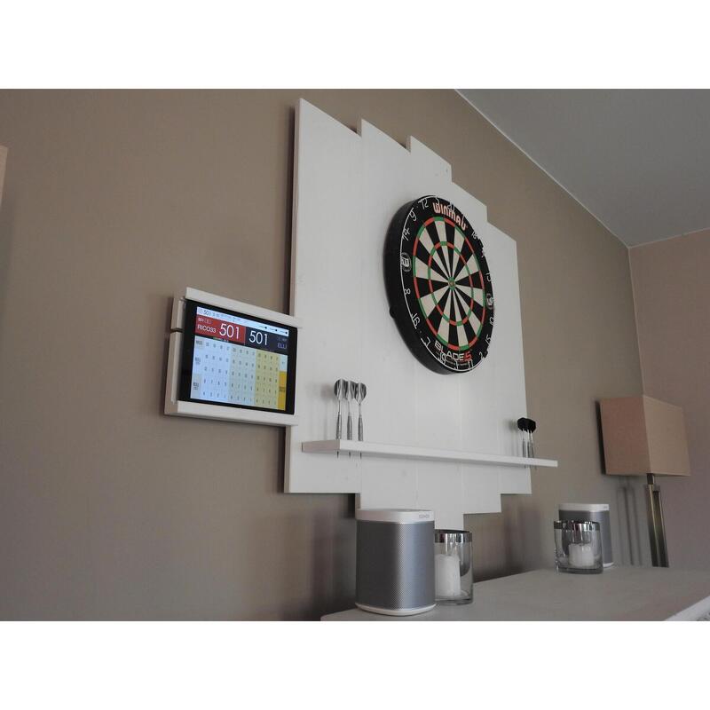WOODEN Dartboard Surround | Premium Dart-Wandschutz | MIT Tablet-Halter