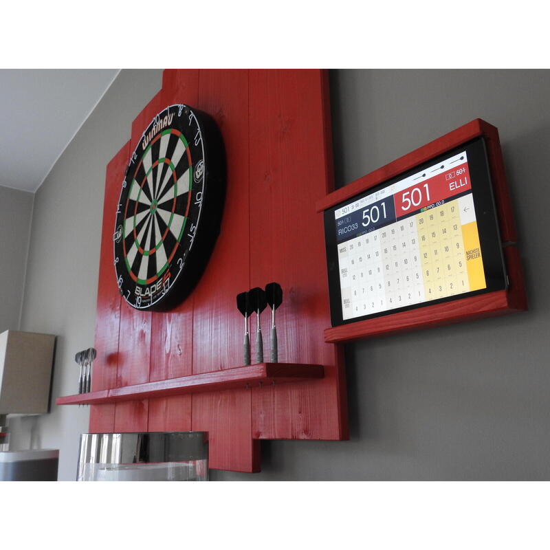 WOODEN Dartboard Surround | Premium Dart-Wandschutz | MIT Tablet-Halter