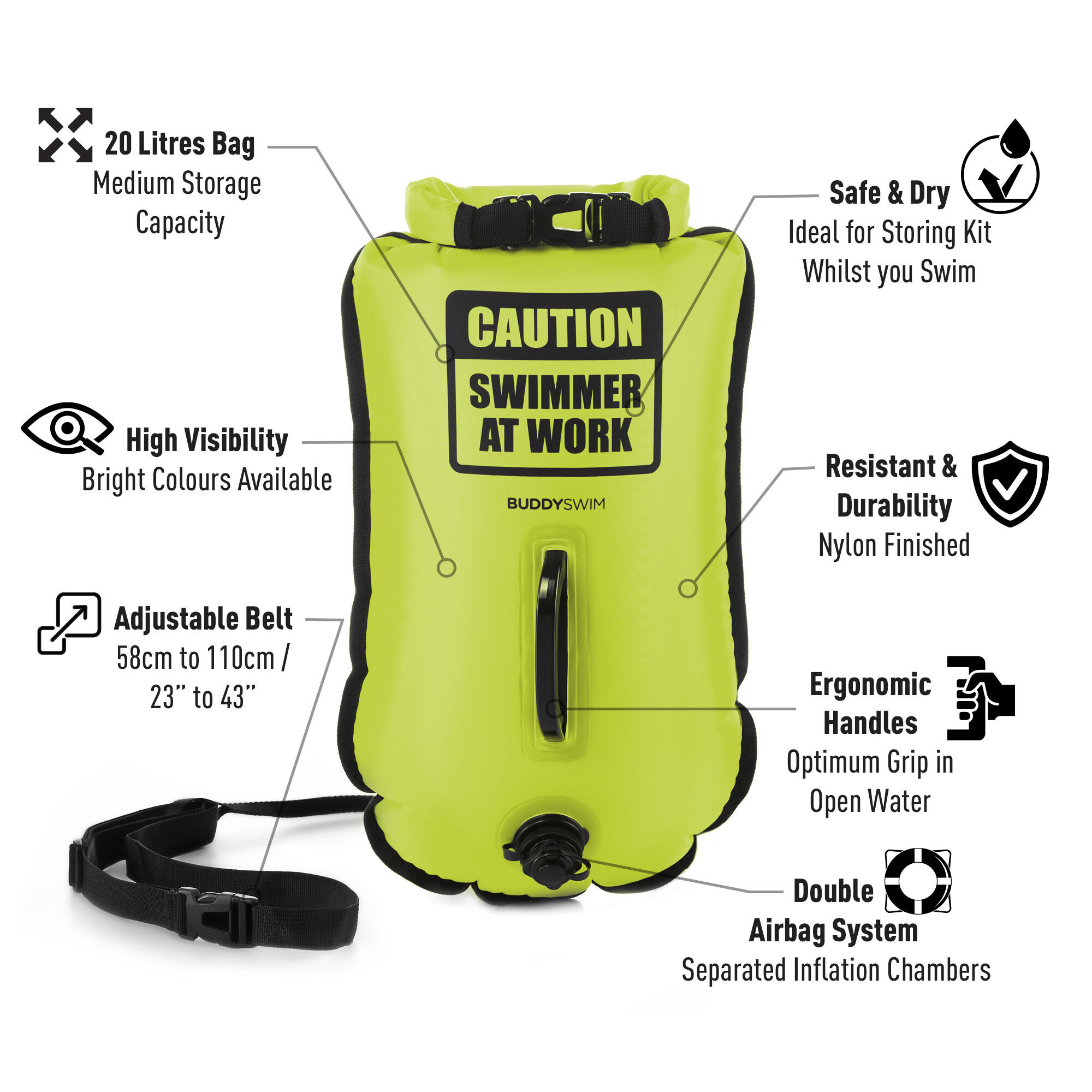 Bouée de sécurité pour la natation en eau libre Buddyswim 20 L 2/6