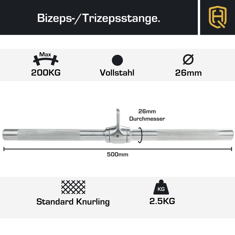 HQ Germany® Performance Bizeps-/Trizepsstange | Hartverchromt | Vollstahl