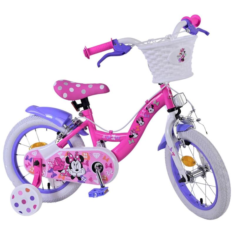 VOLARE BICYCLES Vélo enfant Disney Minnie, 14 pouces, sans frein à rétropédalage