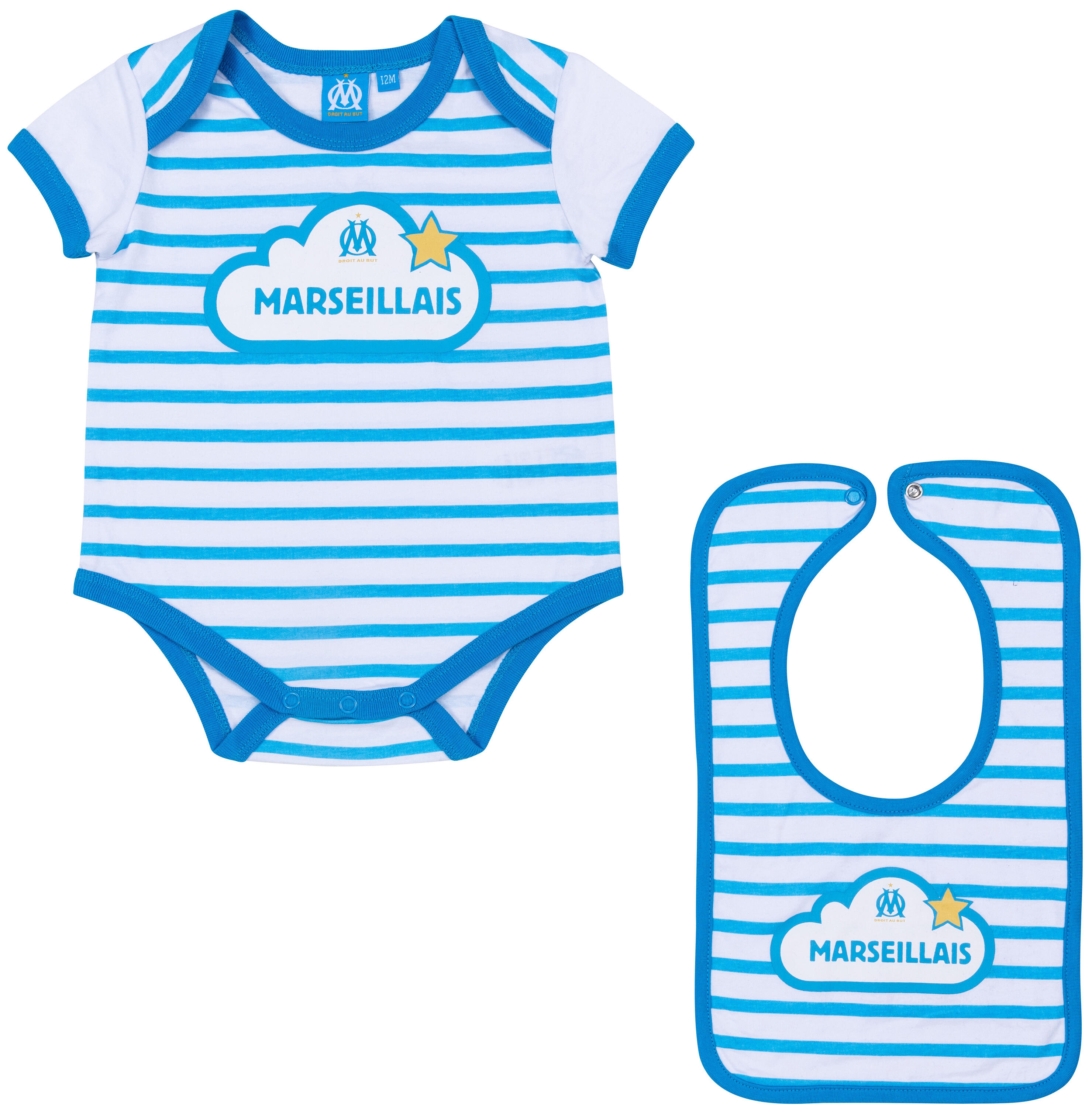Body bavoir bébé OM - Collection officielle Olympique de Marseille 1/2