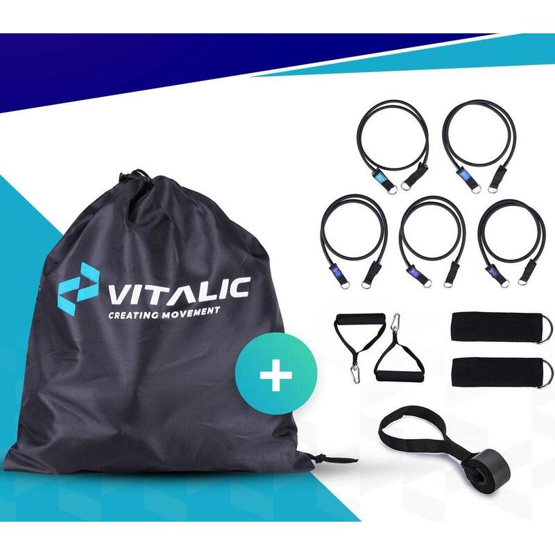 Vitalic Conjunto de faixas de resistência com pegas - Elastico de fitness