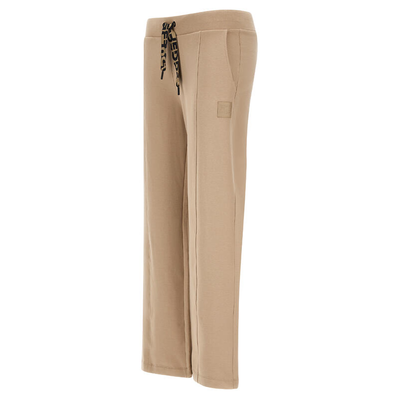 Pantalon en molleton avec coupe large au niveau des jambes et surpiqûre centrale