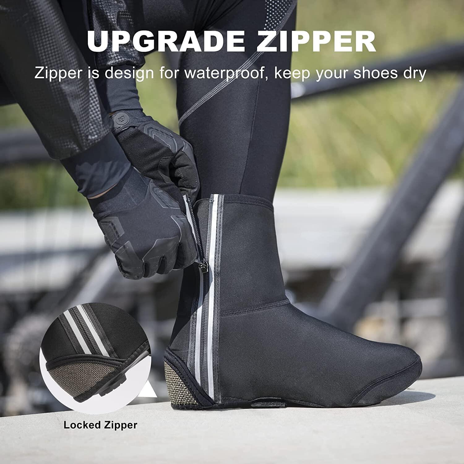 Surchaussures Imperméable Polaire d'hiver Cyclisme Guêtre de Chaussures Noir L 2/7