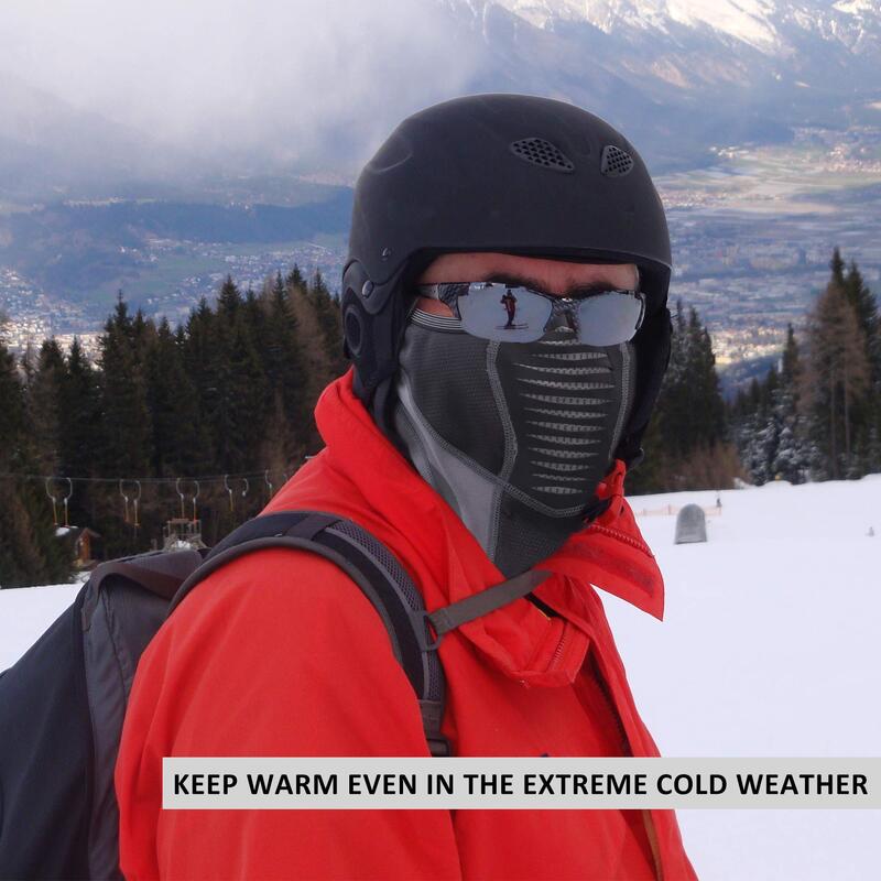 Winter Bivakmuts Warm Bivakmuts voor Ski Fietsen Motorrijden Zwart Grijs