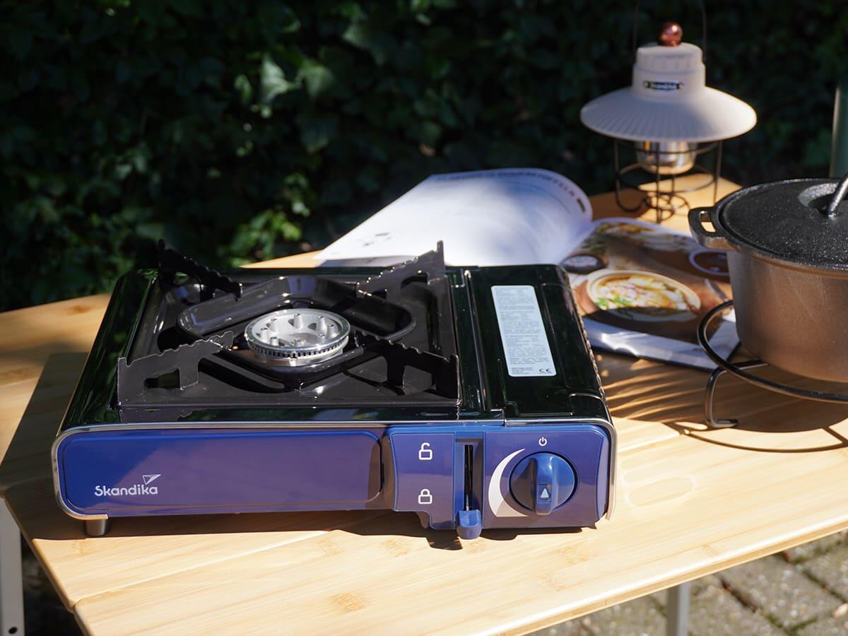 Hornillo de gas Brann - 1 llama - robusta cocina camping para cartuchos de gas 5/7