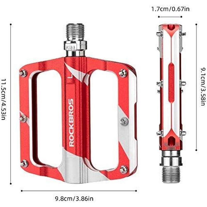 Fietspedalen Mountainbike Racefiets Pedalen Alu Antislip Lager 9/16 Inch Rood