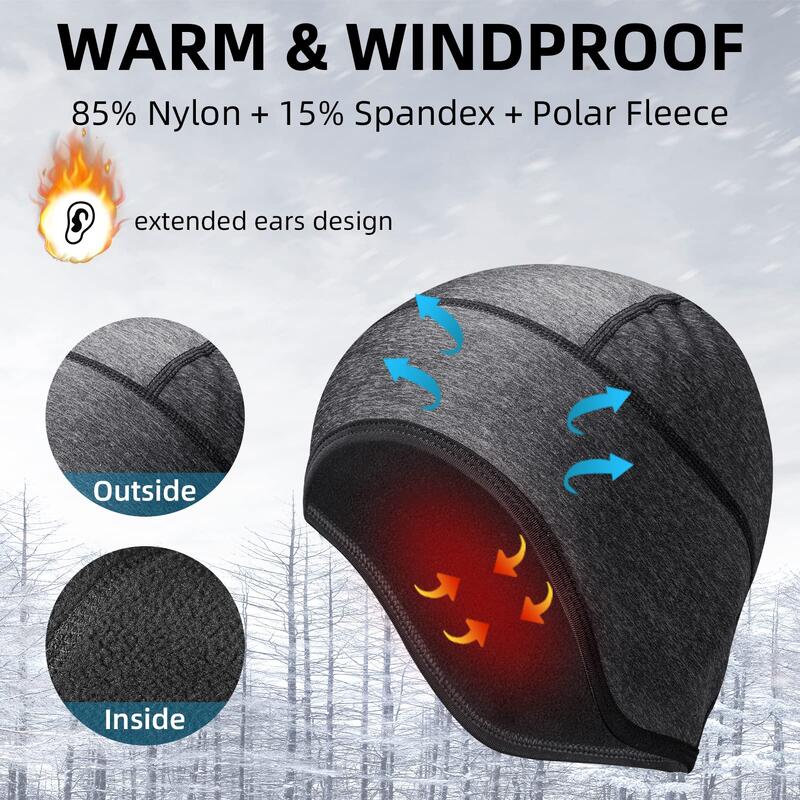 Cyclisme Bonnet Polaire Thermique sous Casque Coupe-Vent avec Couvre-Oreilles