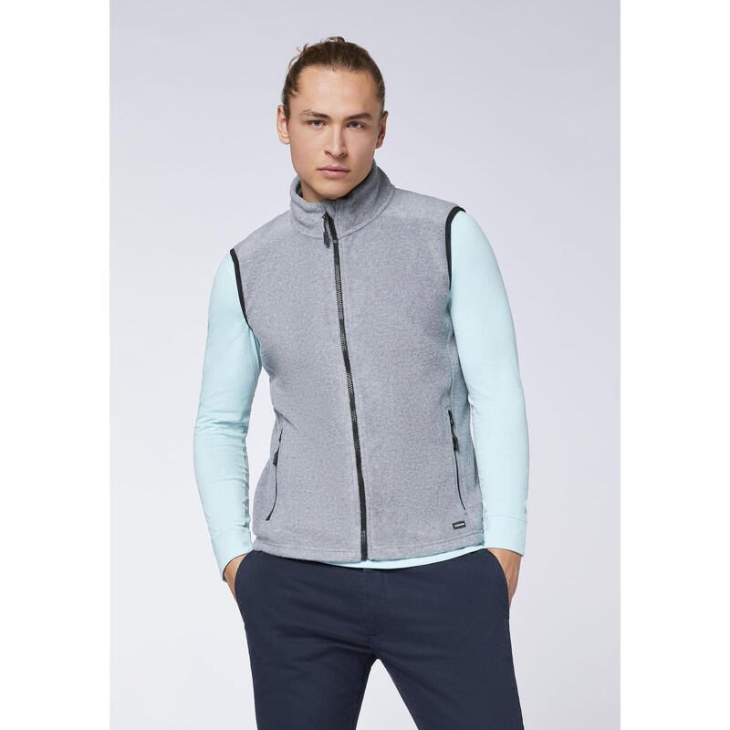 Fleece-Weste mit Label-Motiv hinten