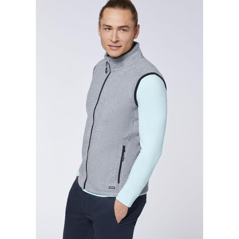 Fleece-Weste mit Label-Motiv hinten