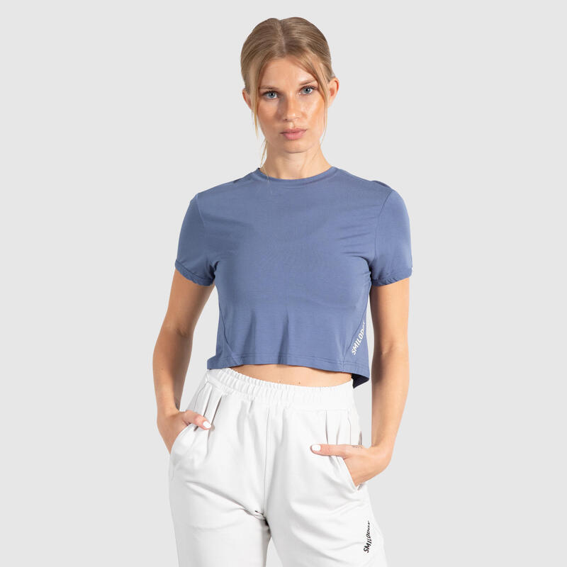 Damen Crop Shirt Althea Blau für Sport & Freizeit