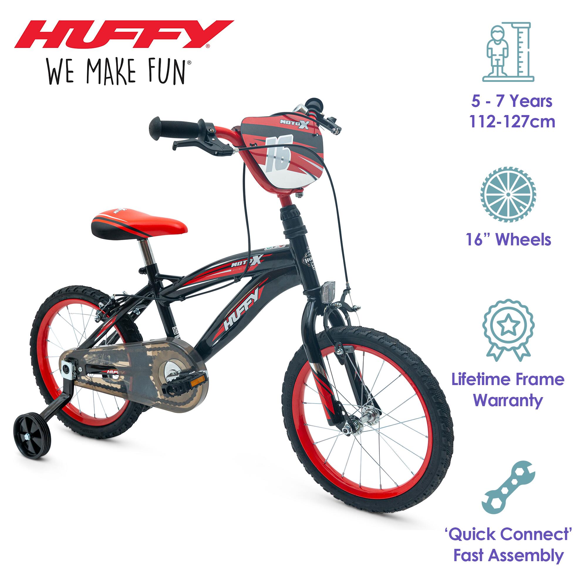 Huffy Moto X 16 Inch Boys Bike 5-7 Years + Quick Connect Assembly 6/7