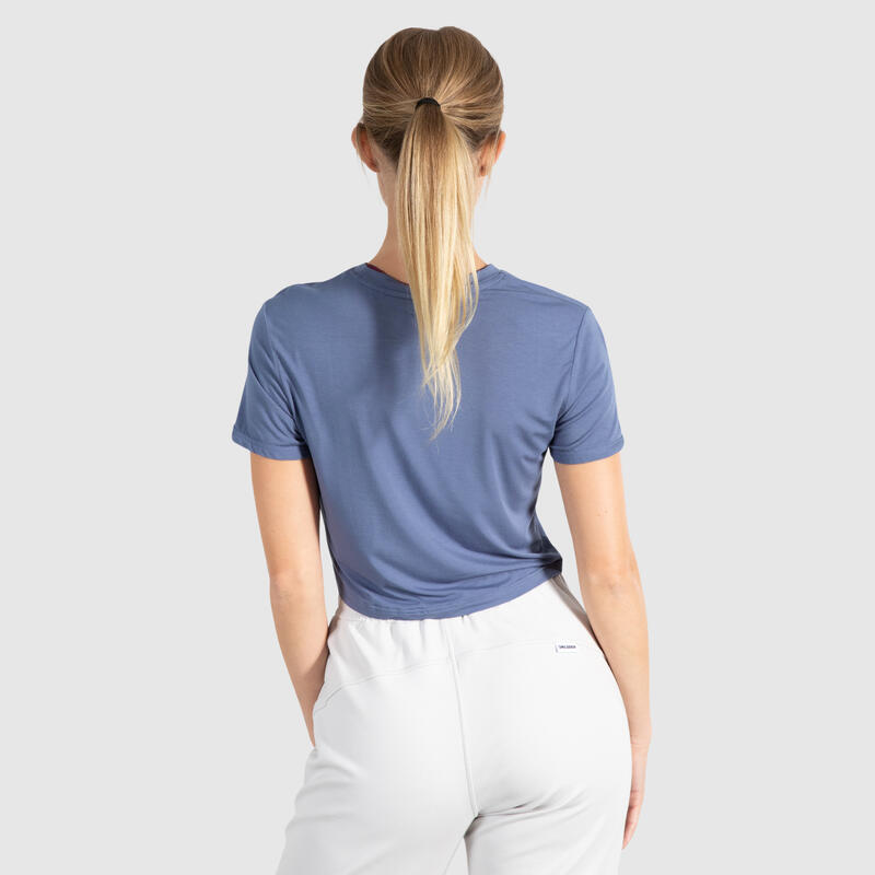 Damen Crop Shirt Althea Blau für Sport & Freizeit