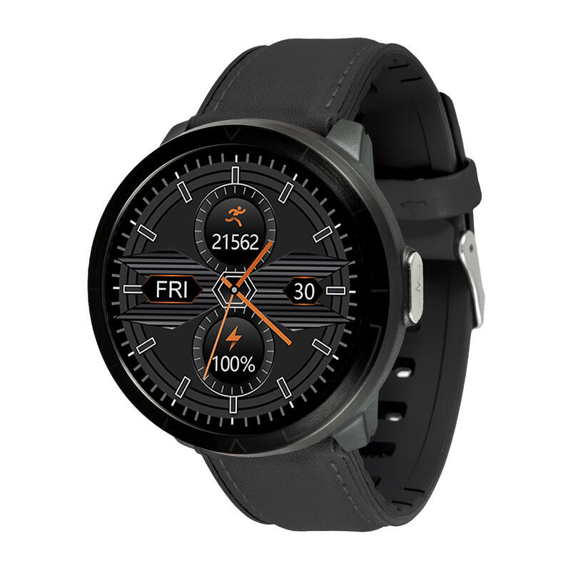 Reloj inteligente smartwatch Multideporte Watchmark WM18 de piel negra