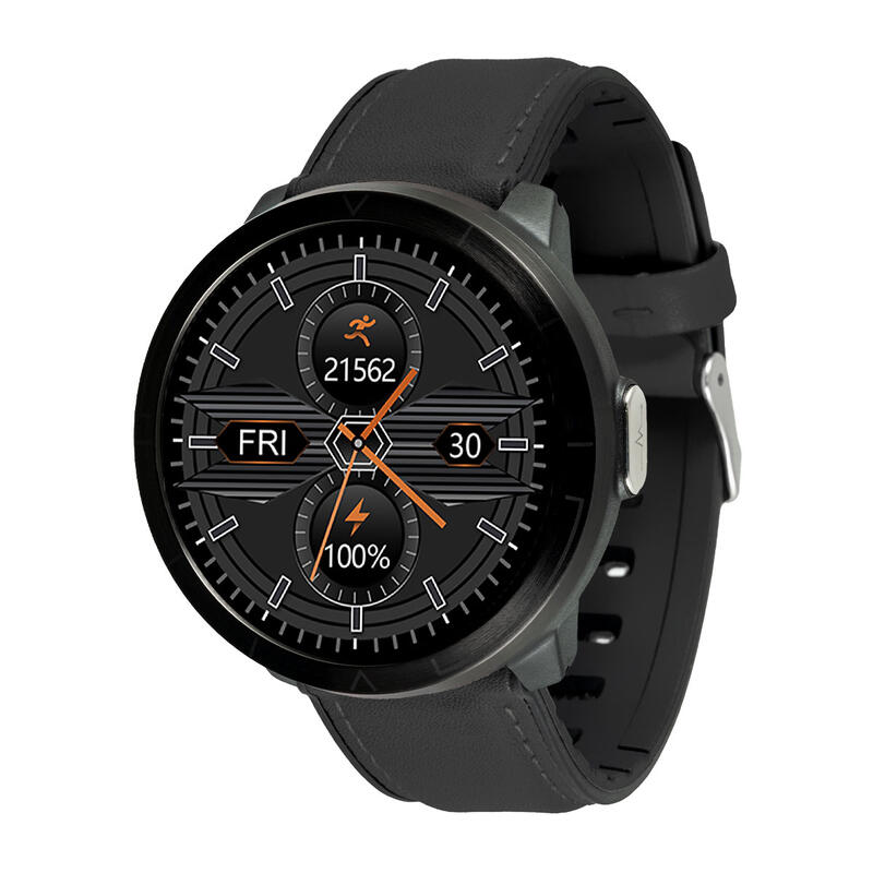 WM18 montre connectée sport unisexe cuir noir