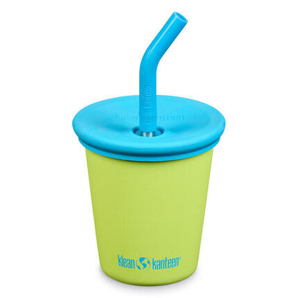 Kinderbecher Kid Steel Cup Strohhalm Trink Becher Edelstahl 296 ml